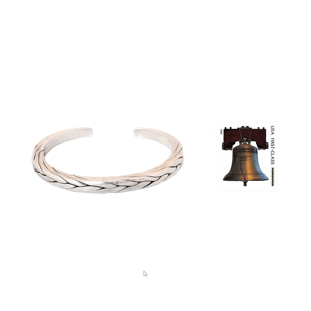 Men's Handcrafted Sterling Silver Cuff Bracelet - Hill Tribe Braid