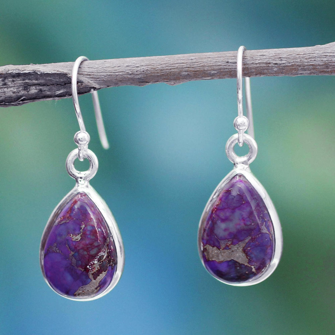 Purple Composite Turquoise on Sterling Silver Earrings  - Beautiful Goddess