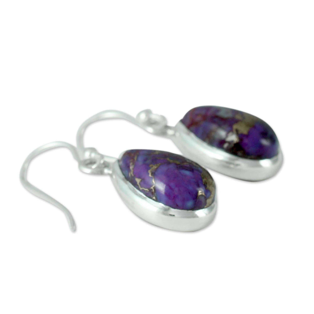 Purple Composite Turquoise on Sterling Silver Earrings  - Beautiful Goddess