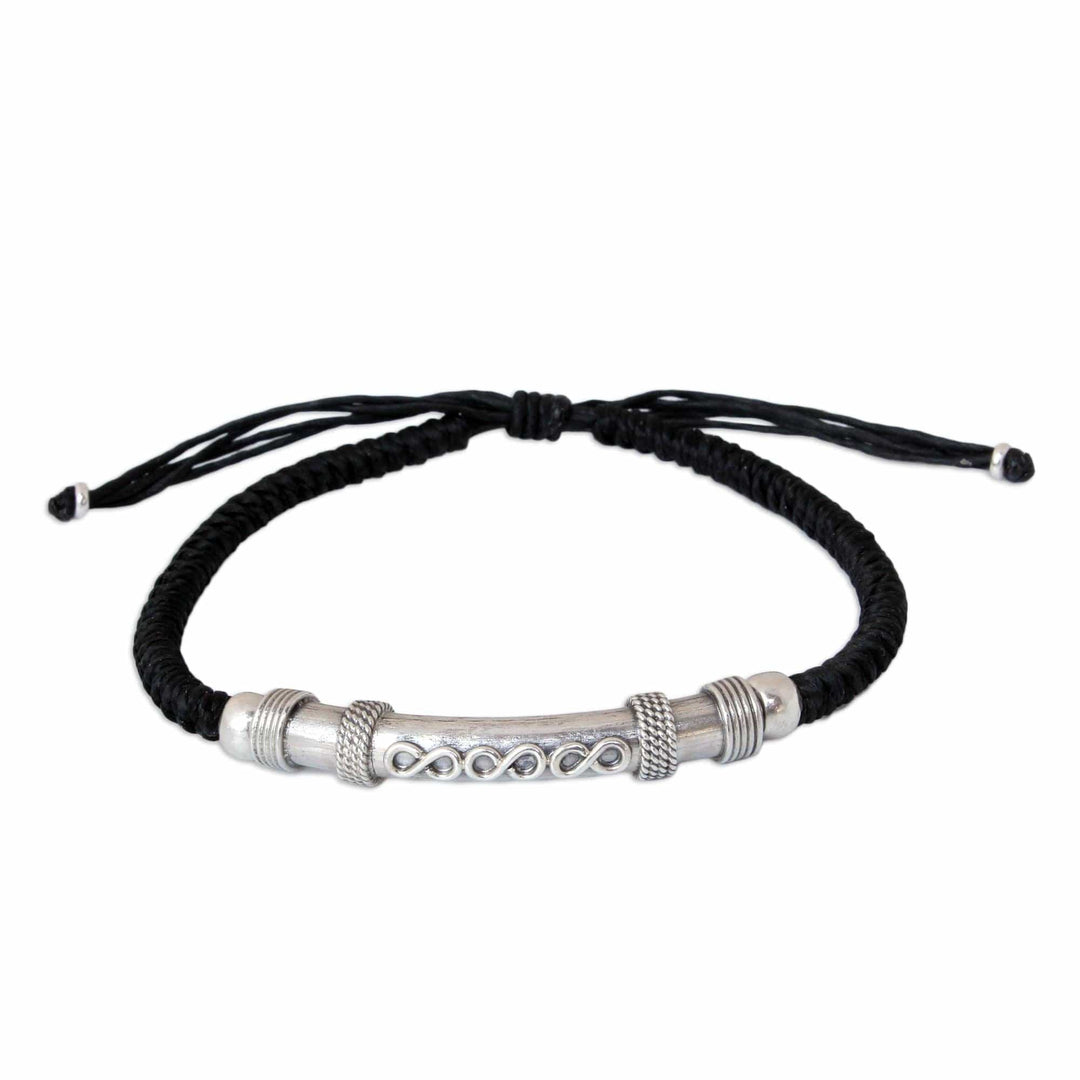 Thai Hill Tribe Sterling Silver Bracelet - Infinite Legend in Black