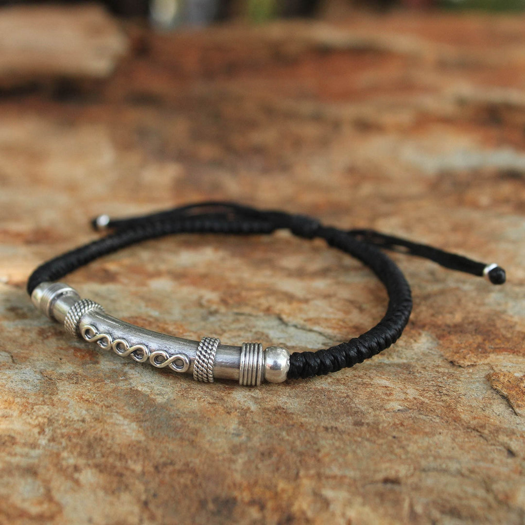 Thai Hill Tribe Sterling Silver Bracelet - Infinite Legend in Black