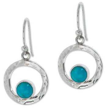 Fine Silver and Natural Turquoise Earring - Eye of the Sea