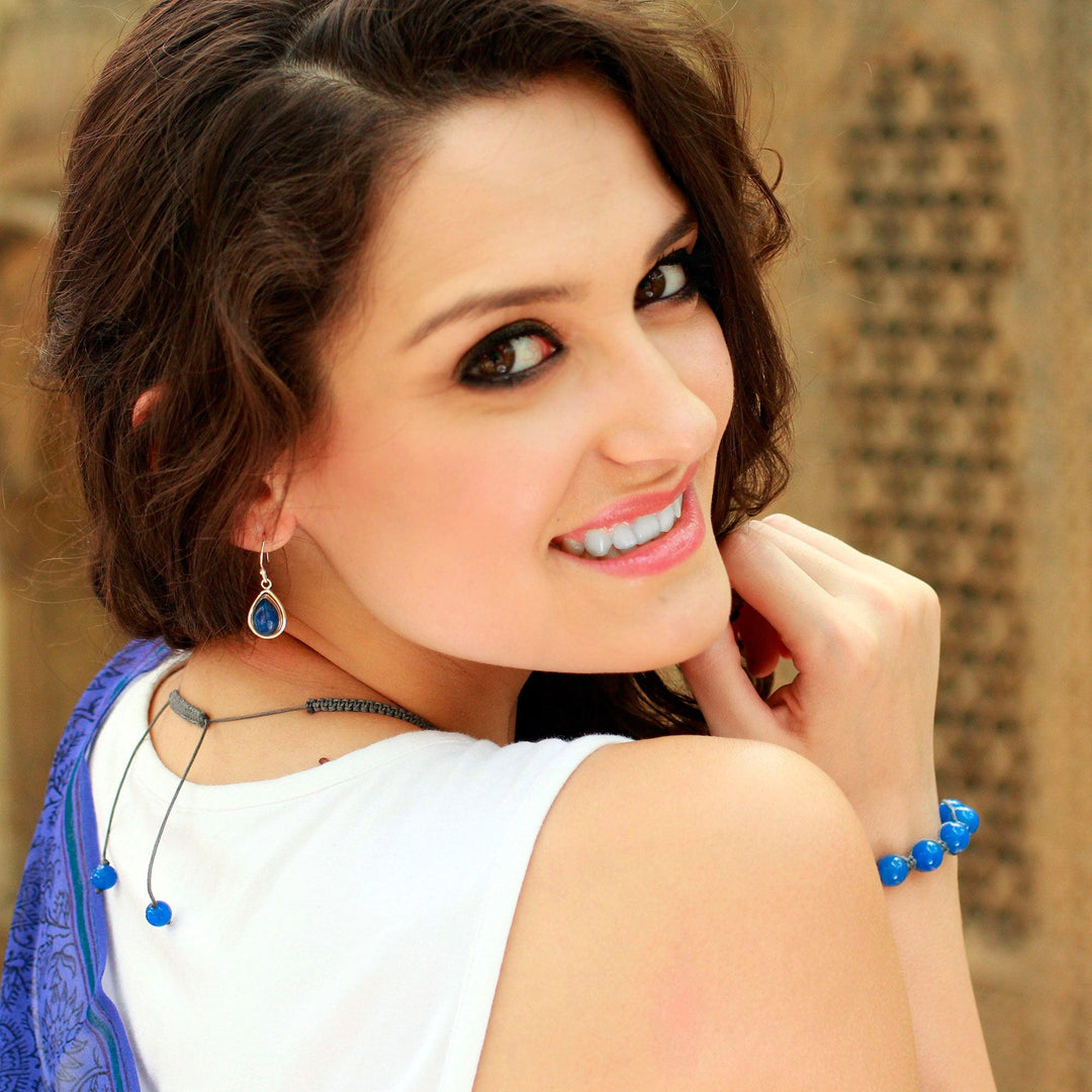 Fair Trade Sterling Silver and Lapis Lazuli Earrings - Blue Teardrop