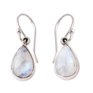 Rainbow Moonstone Earrings Sterling Silver Jewelry - Luminous Light