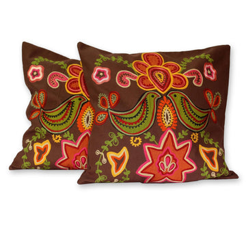 Handmade Floral Cotton Cushion Covers (Pair) - Choral