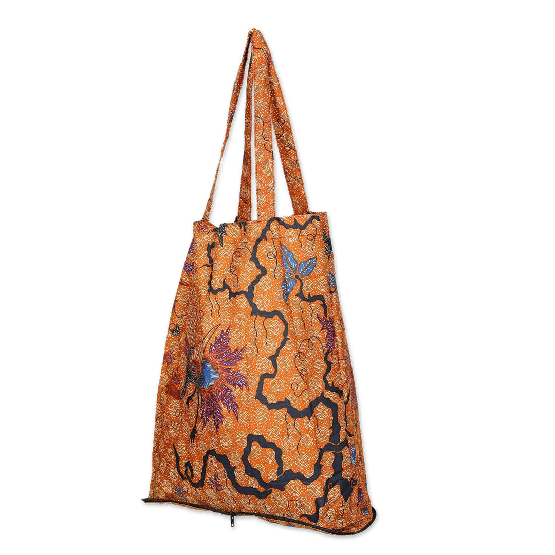 Hand Crafted Batik Cotton Foldable Shopping Tote Bag - Madura Legacy