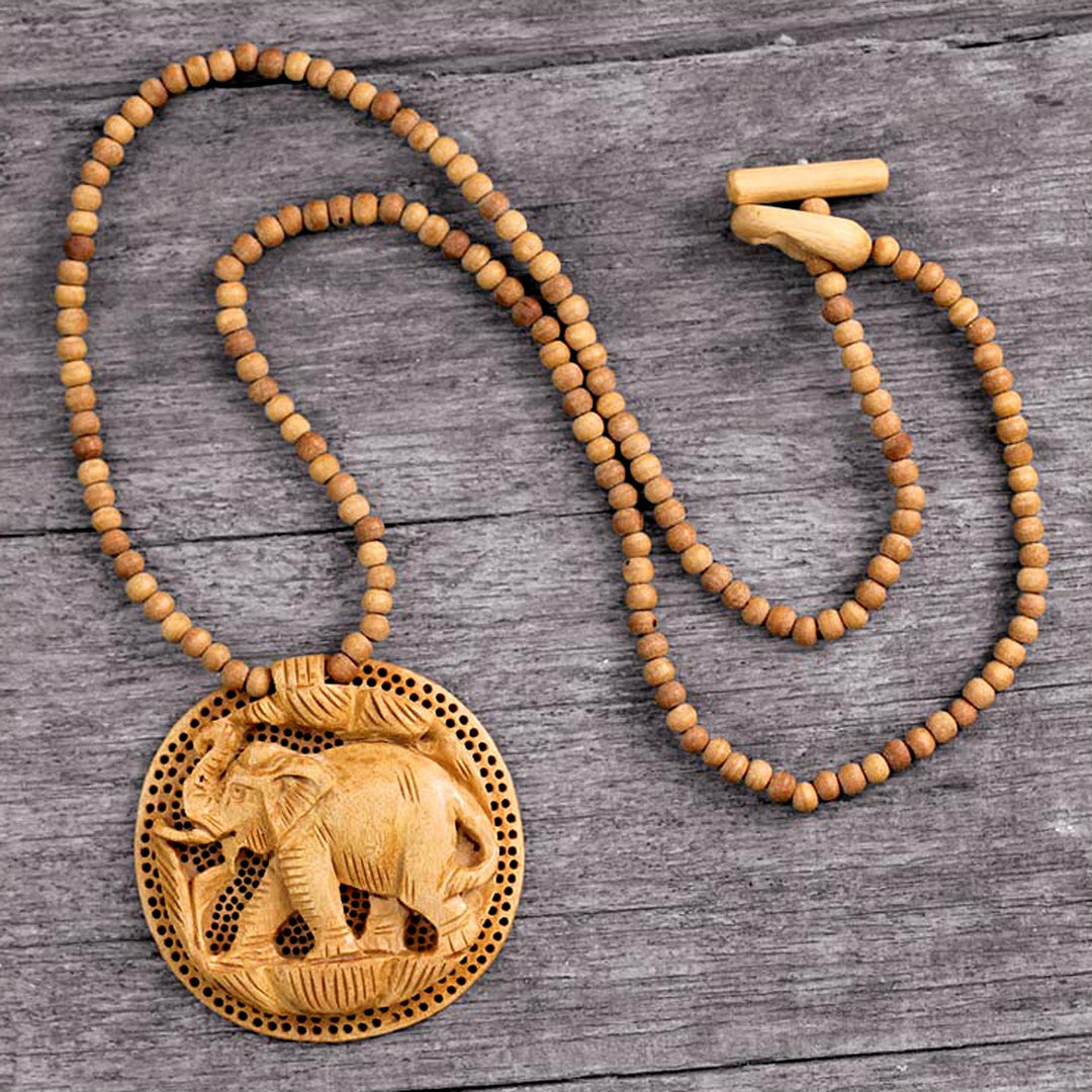 Wood Necklace Jewelry - Elephant Fortune