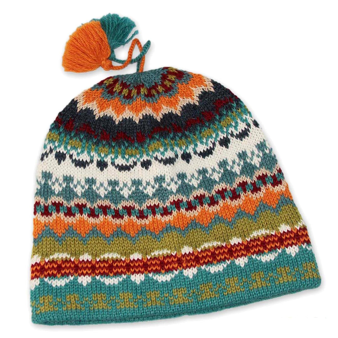 Artisan Crafted Alpaca Wool Hat - Blue Winter