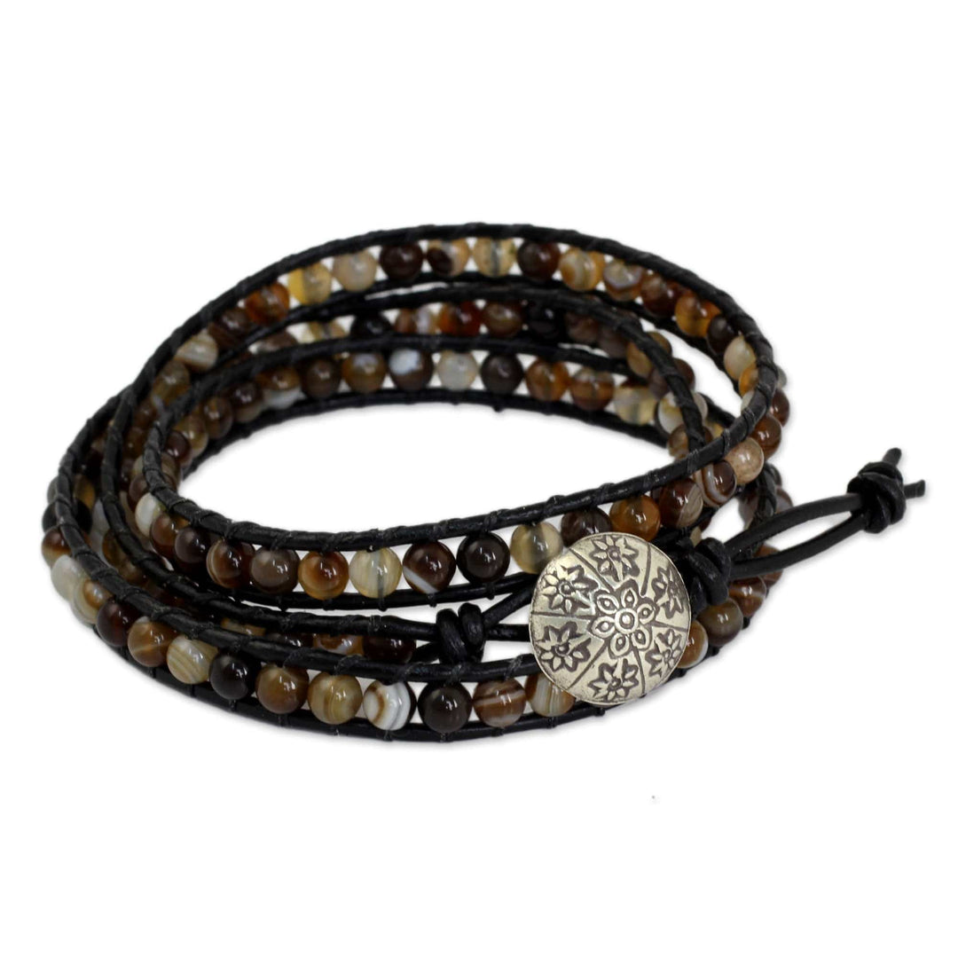 Agate wrap bracelet - Forest Flower