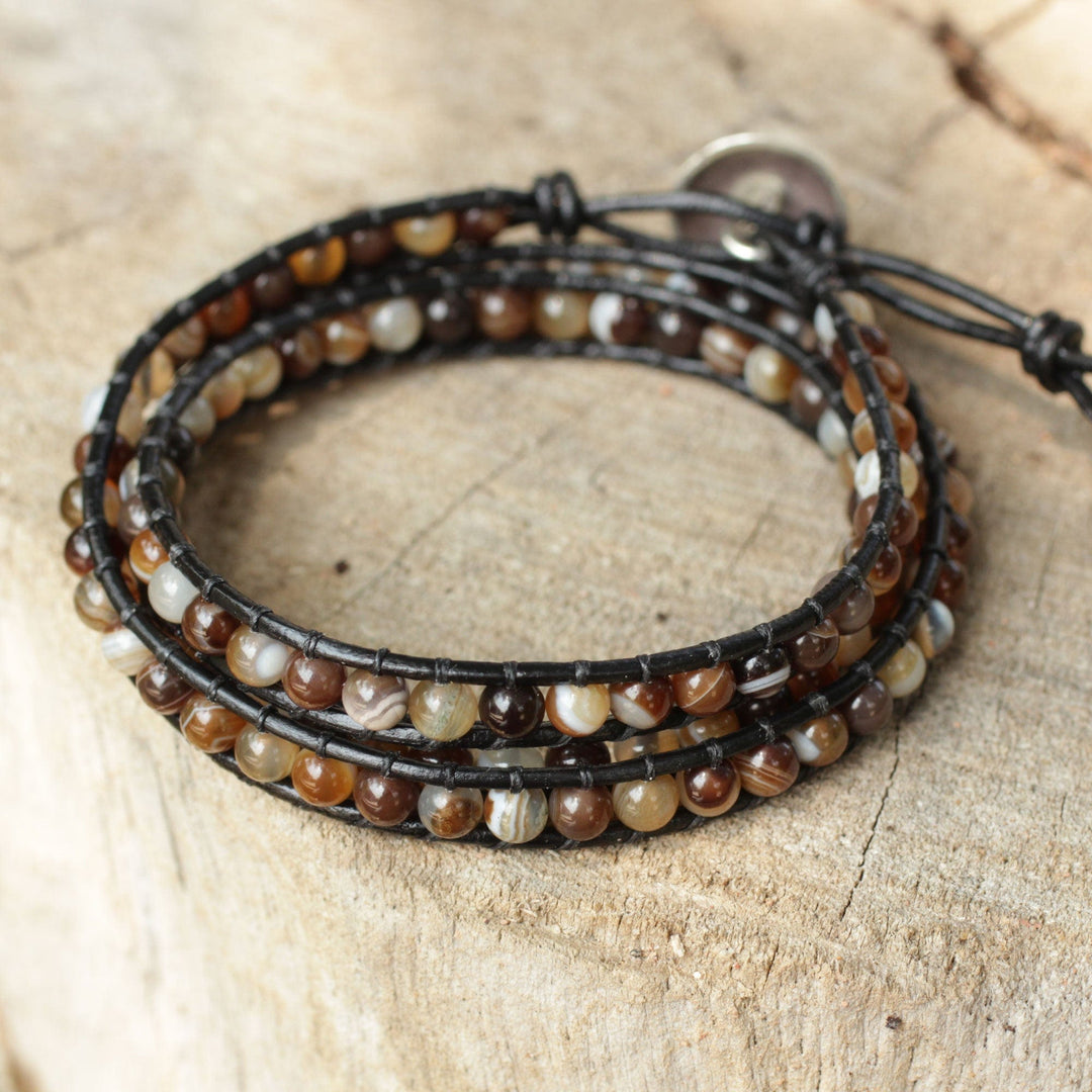Agate wrap bracelet - Forest Flower