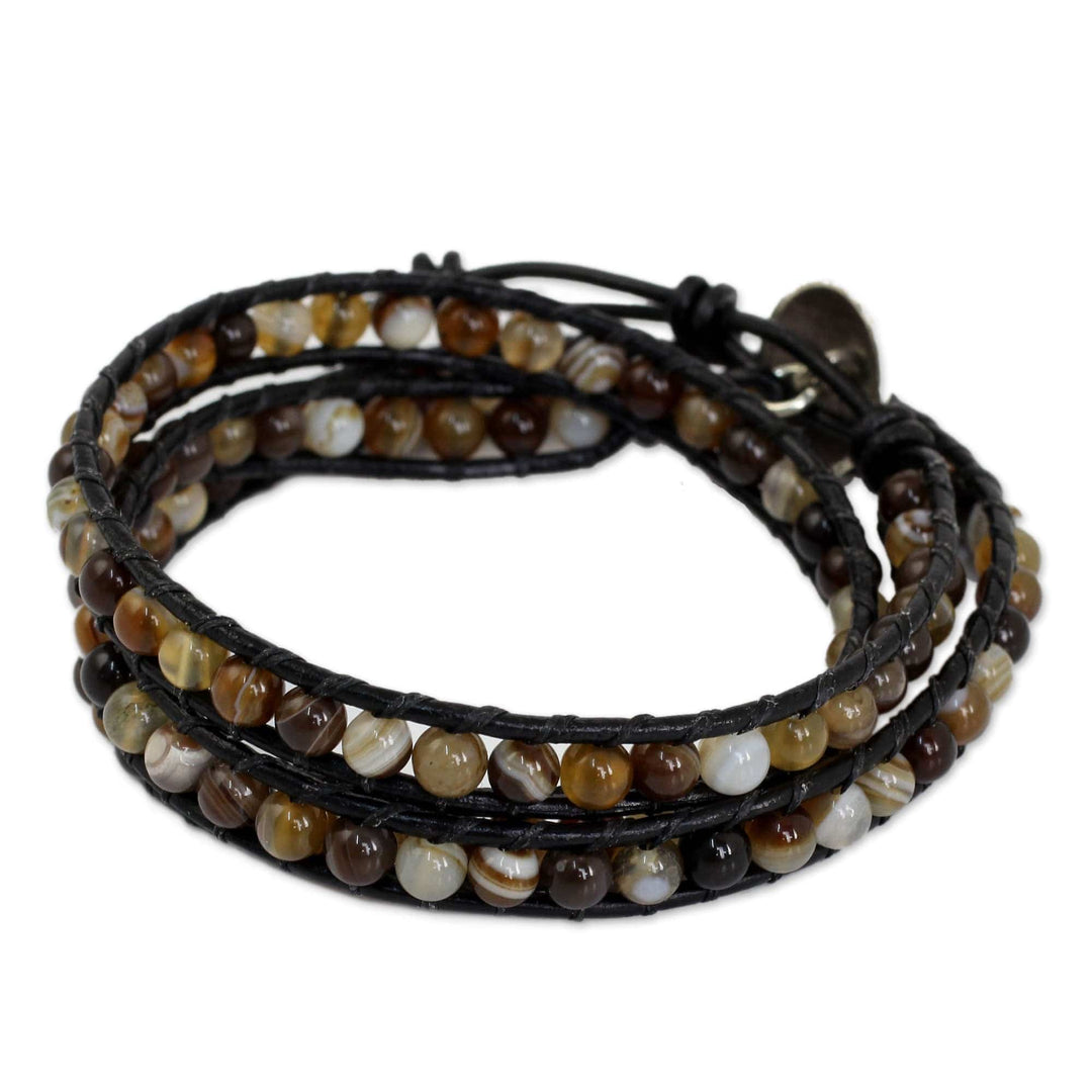 Agate wrap bracelet - Forest Flower
