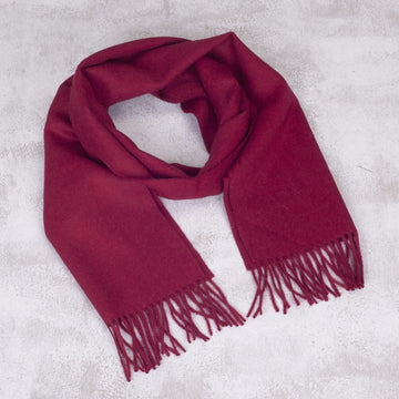 Men's 100% Alpaca Scarf - Cherry Red