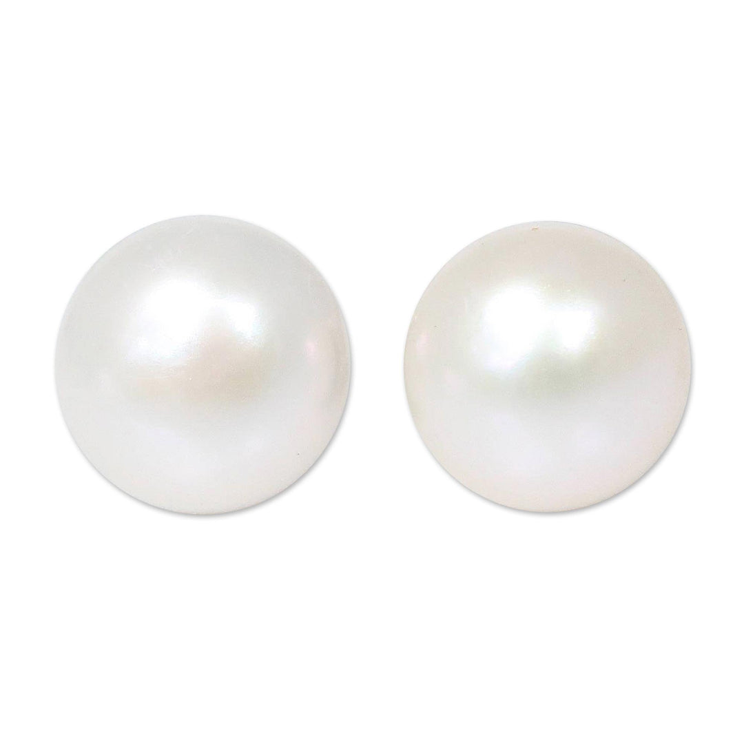Bridal Pearl Button Earrings - Cloud Serenade