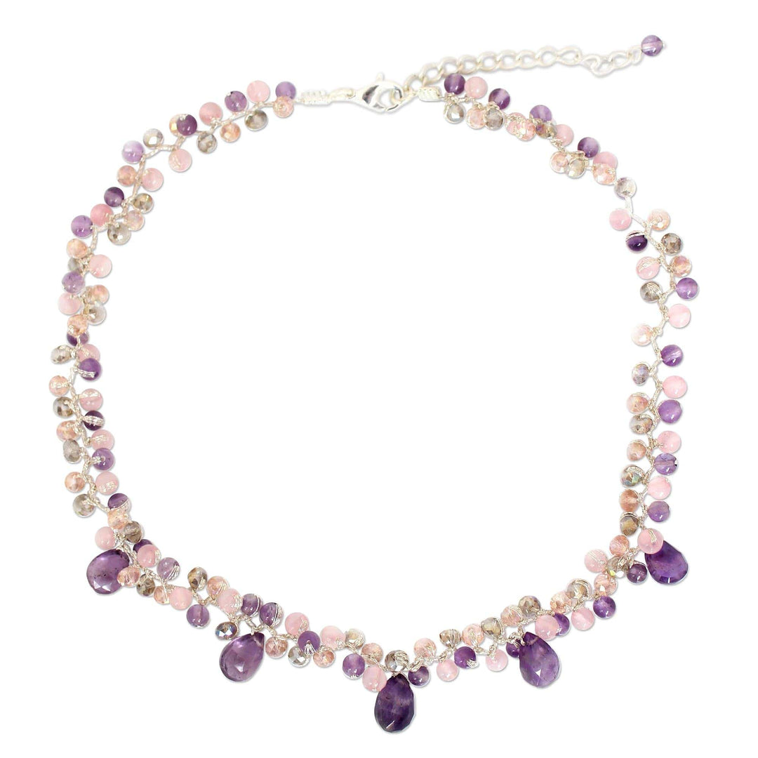 Beaded Amethyst and Quartz Choker - Lavish Lilac Lanna
