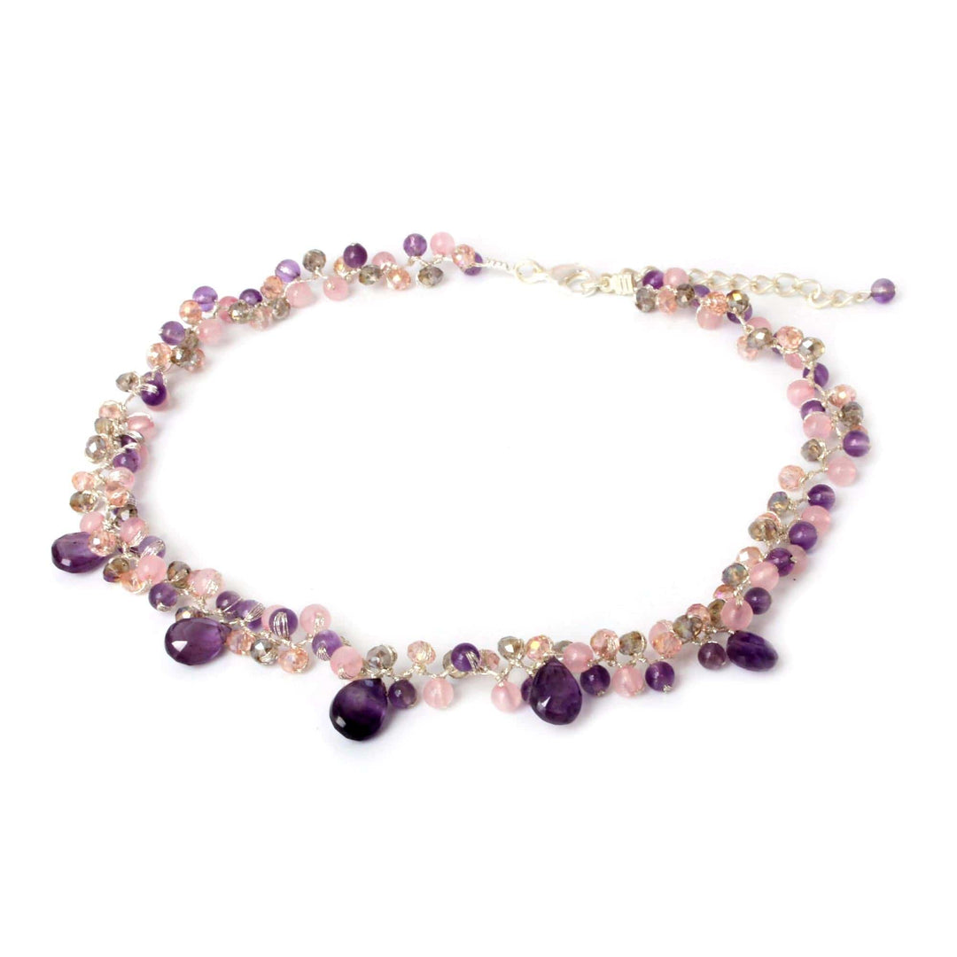 Beaded Amethyst and Quartz Choker - Lavish Lilac Lanna