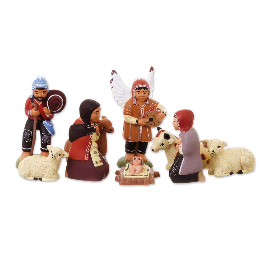 Ceramic nativity scene (9 Pieces) - Andean Christmas Joy