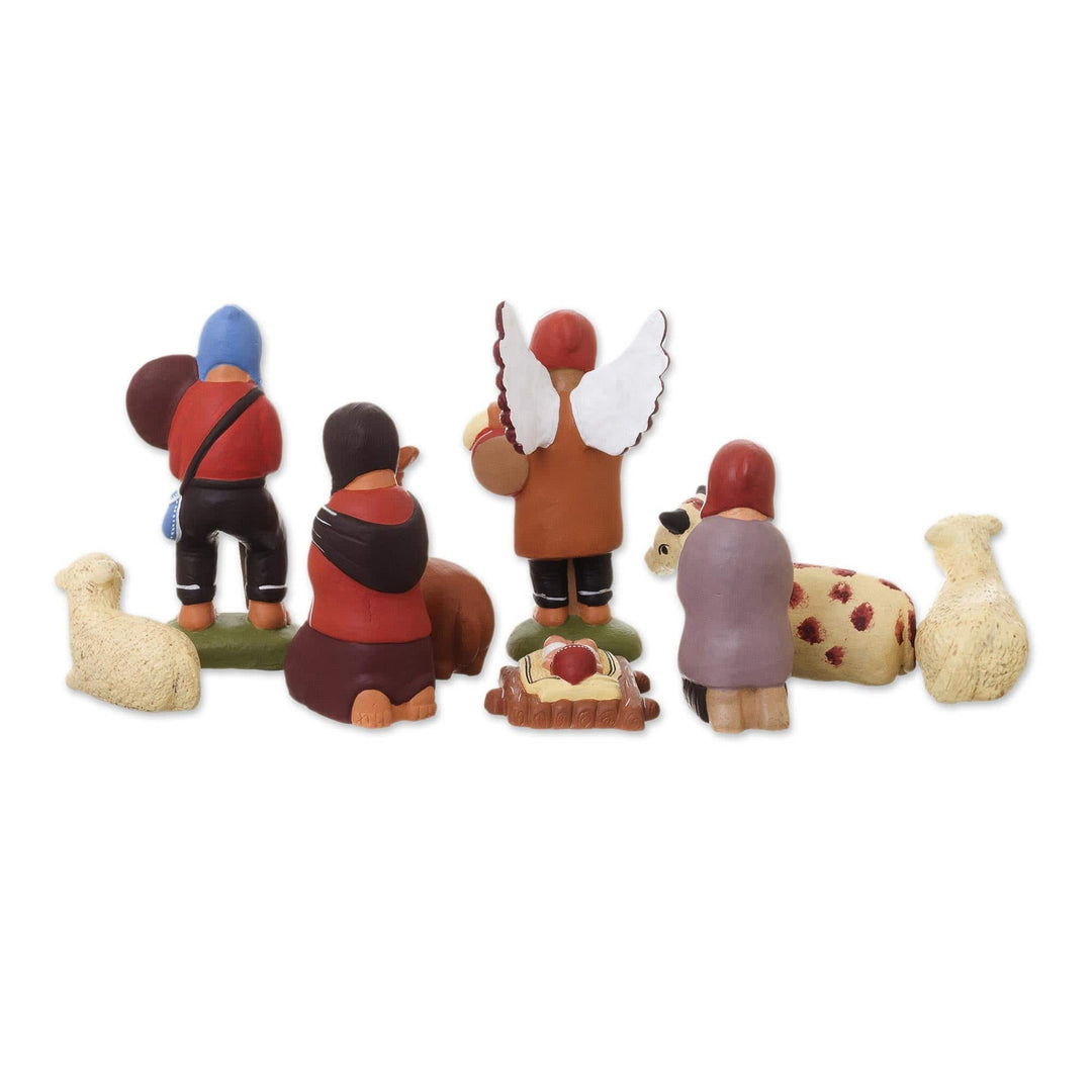 Ceramic nativity scene (9 Pieces) - Andean Christmas Joy