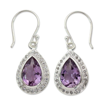 Amethyst and Sterling Silver Earrings from India Jewelry  - Mughal Mystique