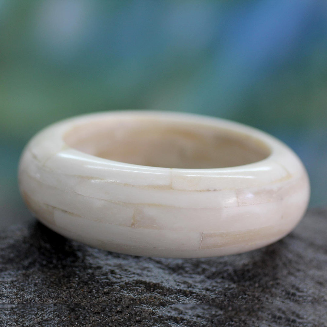Bone Bangle Bracelet Handmade Jewelry - Delhi Clouds