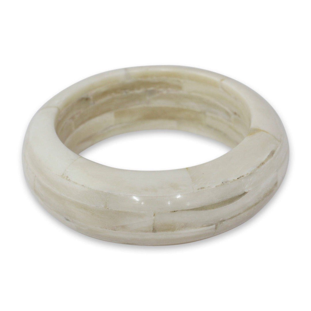 Bone Bangle Bracelet Handmade Jewelry - Delhi Clouds