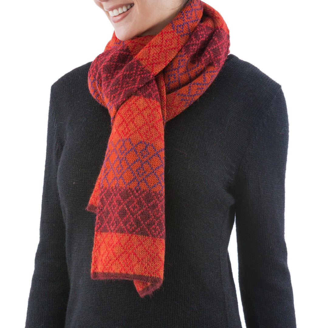 Alpaca Wool Patterned Scarf - Diamond of the Andes