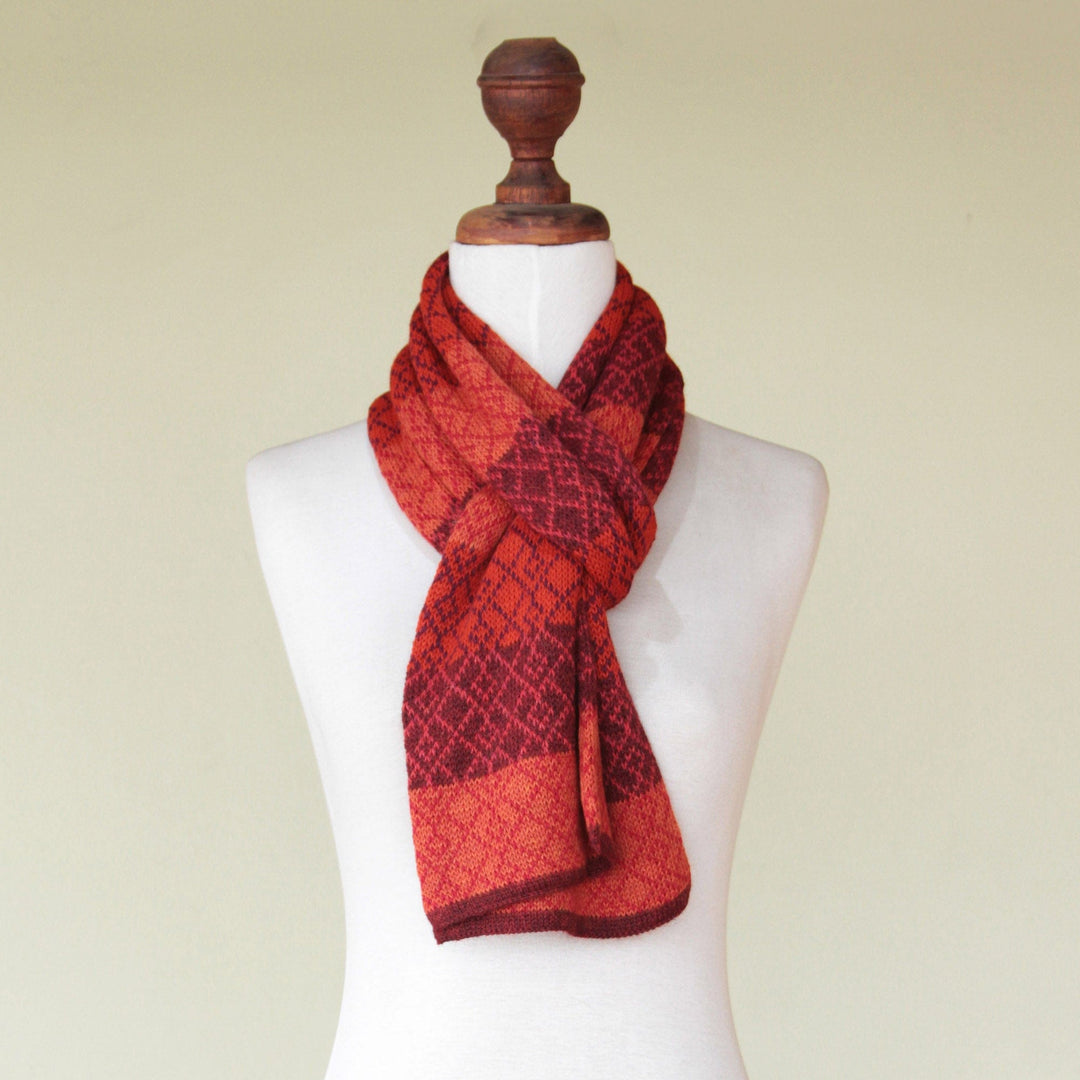 Alpaca Wool Patterned Scarf - Diamond of the Andes