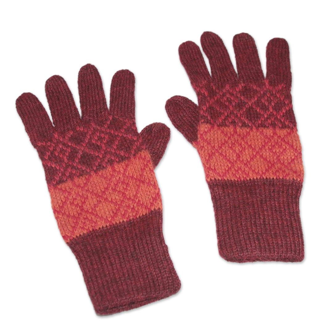 Handmade Alpaca Wool Patterned Gloves - Diamond of the Andes