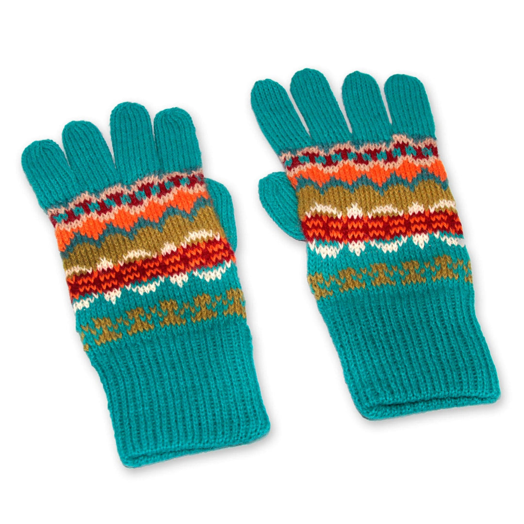 Artisan Crafted Alpaca Wool Patterned Gloves - Ancash Fantasy