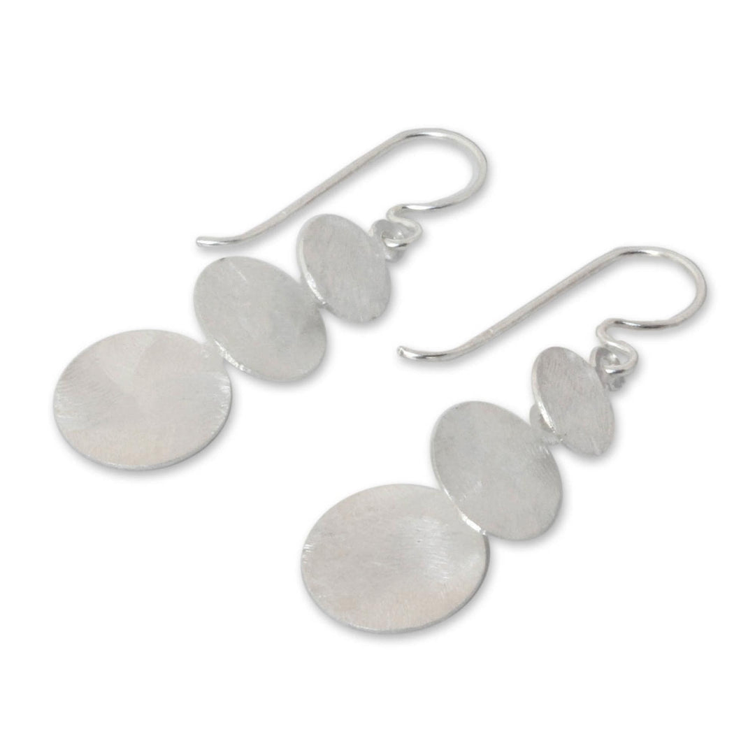 Hand Made Modern Sterling Silver Dangle Earrings - Lunar Fanfare