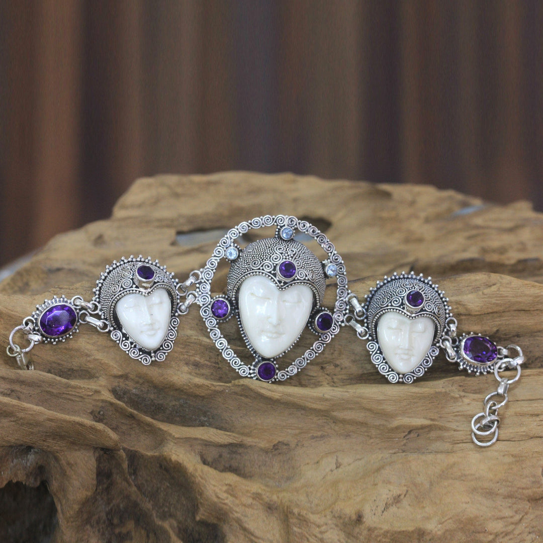 Sterling Silver and Cow Bone Link Bracelet - Noble Serenity