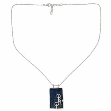 Modern Sterling Silver and Lapis Lazuli Necklace - Star Shower