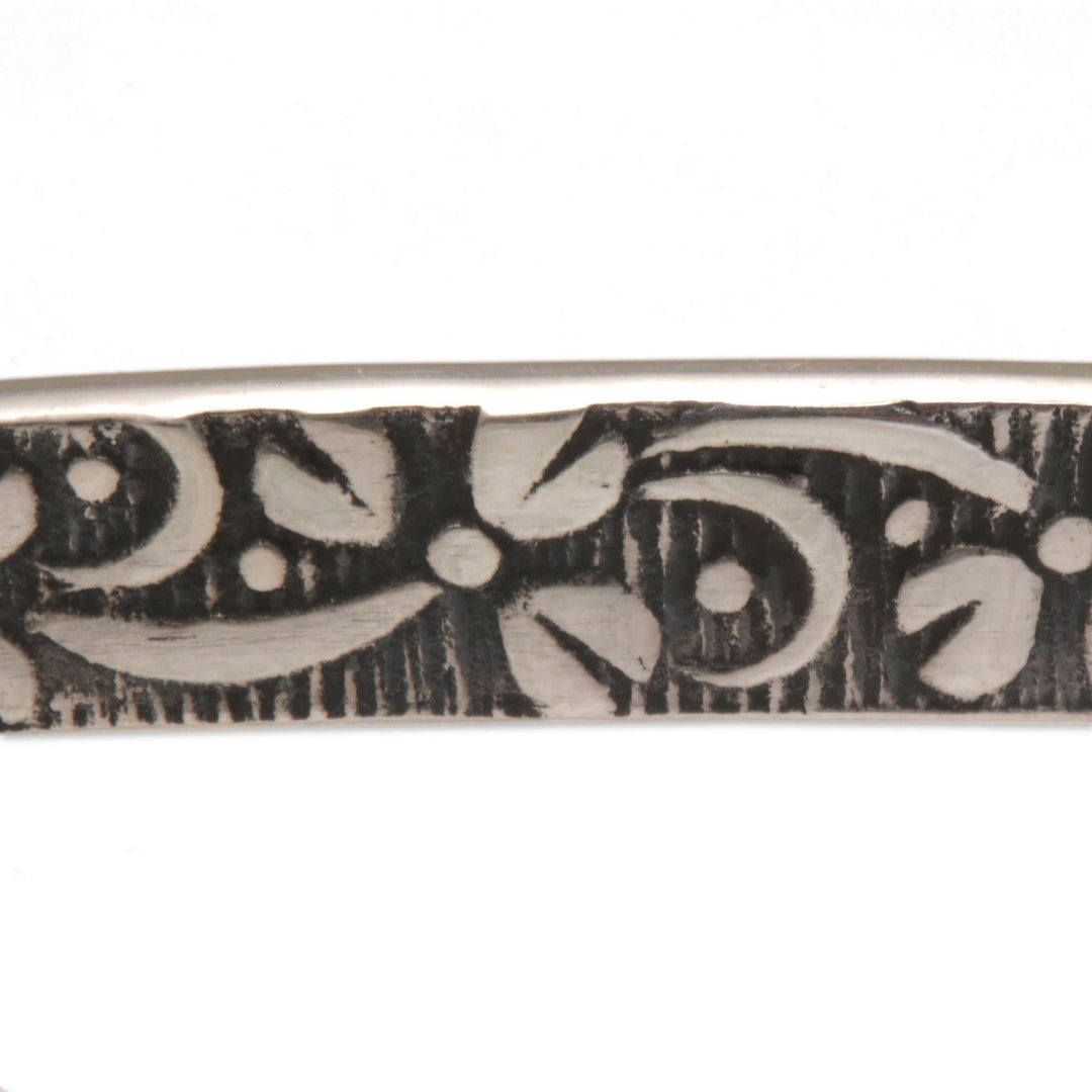 Floral Sterling Silver Bangle Bracelet from Bali - Floral Fragrance