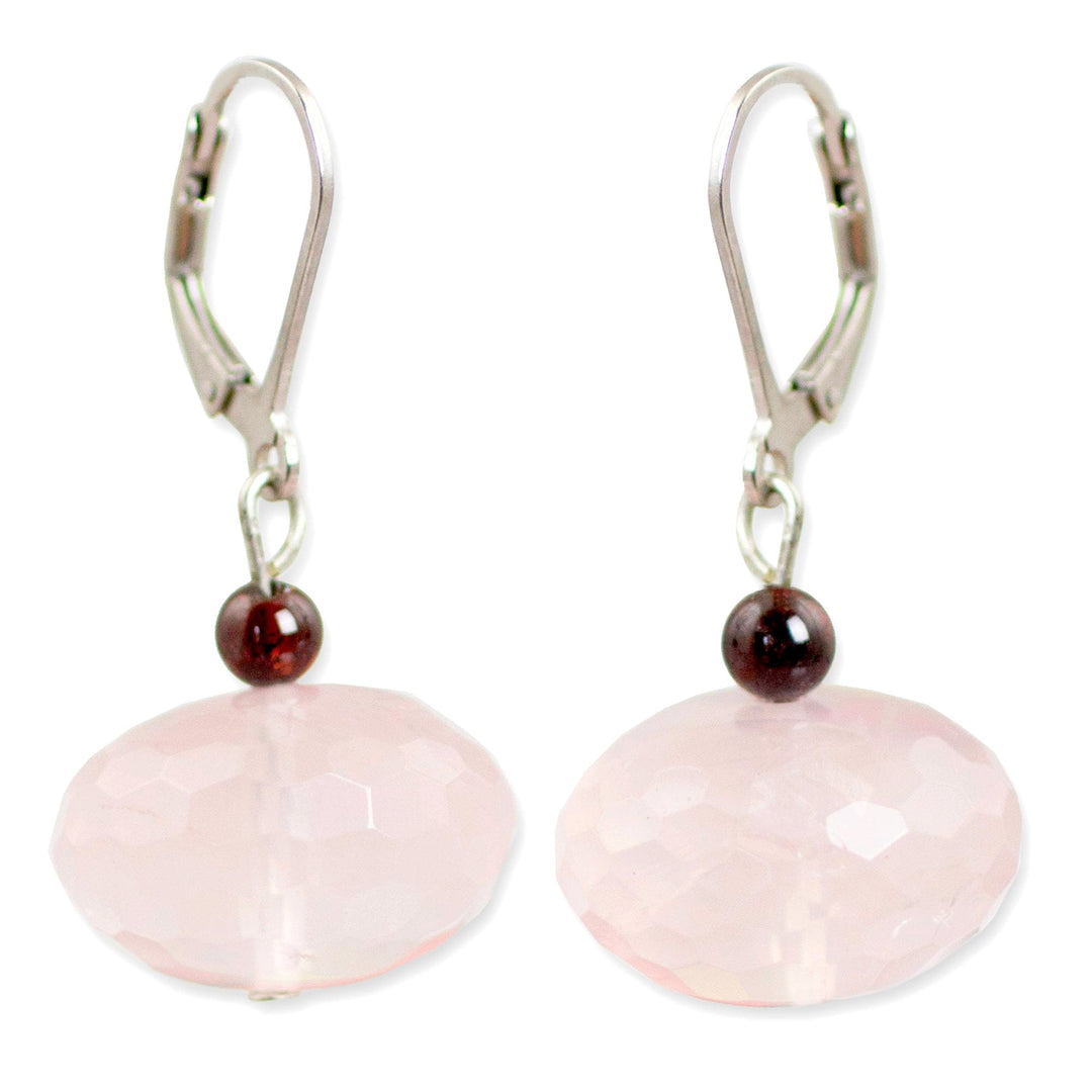 Fair Trade Rose Quartz Dangle Earrings - Rose of Thailand
