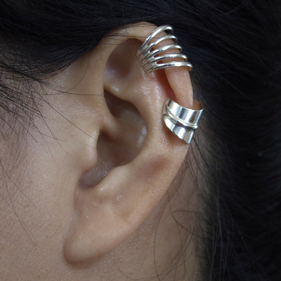 Modern Sterling Silver Ear Cuff Earrings (Pair) - Modern Day