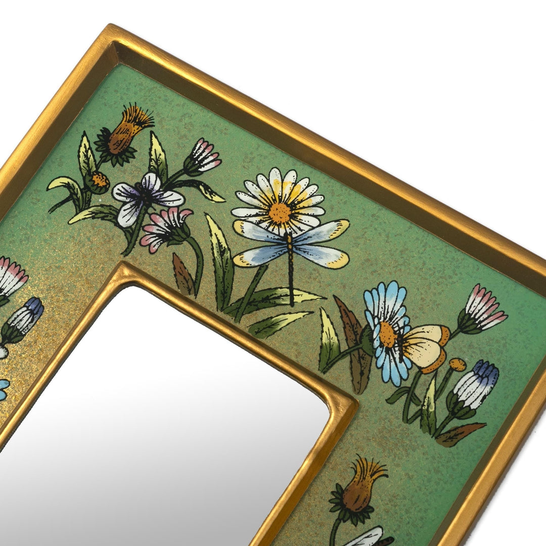 Collectible Glass Vibrant Green Mirror - Emerald Fields