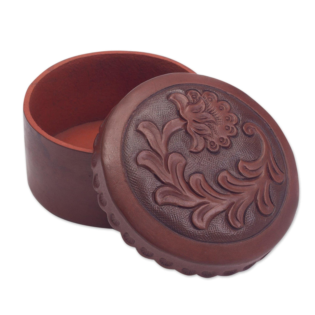 Tooled Leather Decorative Box - Andean Thistle