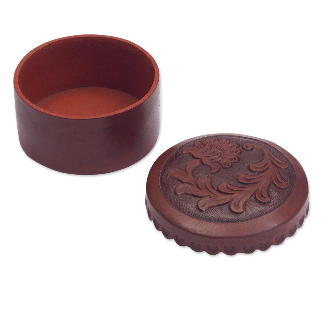 Tooled Leather Decorative Box - Andean Thistle