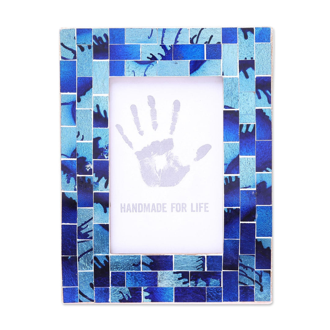Blue and Aqua Glass Mosaic Photo Frame (4x6) - Sapphire Beach