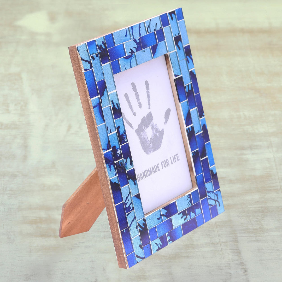 Blue and Aqua Glass Mosaic Photo Frame (4x6) - Sapphire Beach
