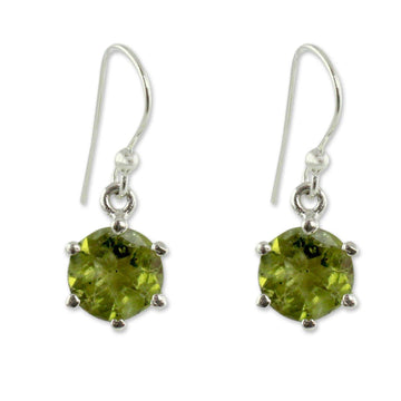 Handcrafted Sterling Silver and Peridot Earrings - Lime Solitaire