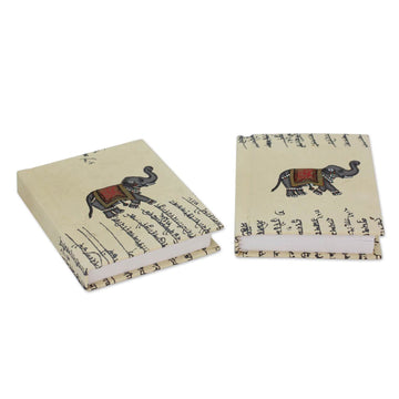 Handmade paper journals (Pair) - Royal Elephants