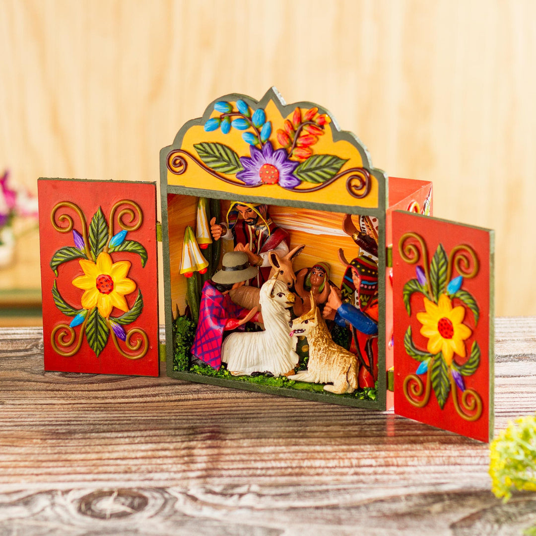 Wood and ceramic nativity scene - Christmas Savior