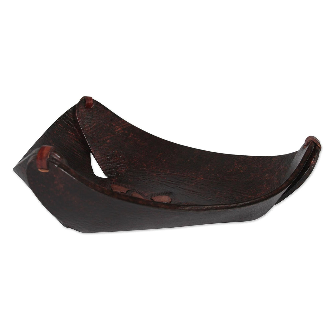 Artisan Crafted Dark Brown Leather Catchall - Caramel Pyramid Tattoo