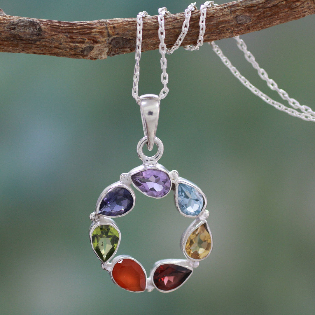 Multi-gemstone Necklace Chakra Jewelry from India - Peace Within
