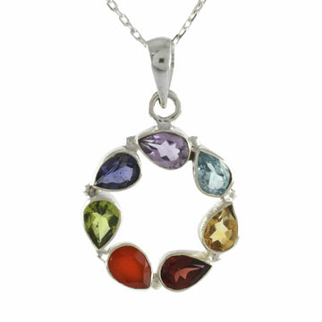 Multi-gemstone Necklace Chakra Jewelry from India - Peace Within