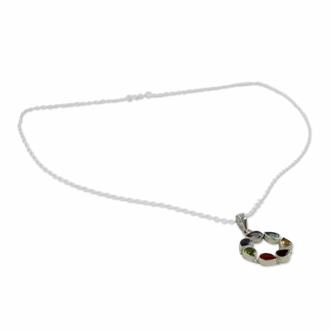 Multi-gemstone Necklace Chakra Jewelry from India - Peace Within