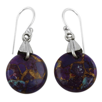 Purple Turquoise Sphere Earrings Artisan Jewelry - Moon of Enigma