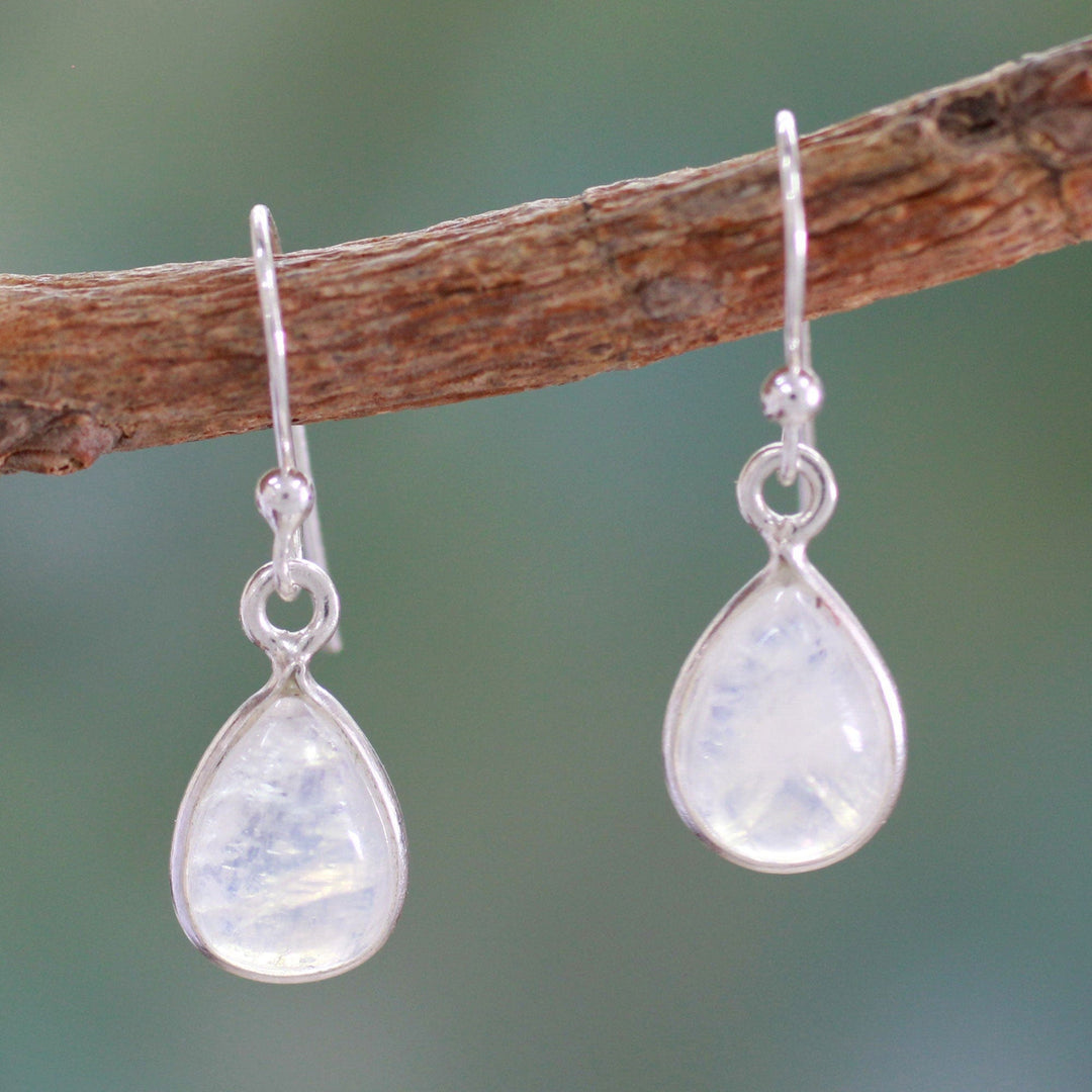 Artisan Crafted Rainbow Moonstone Earrings - Hypnotic Minimalism