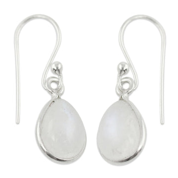 Artisan Crafted Rainbow Moonstone Earrings - Hypnotic Minimalism