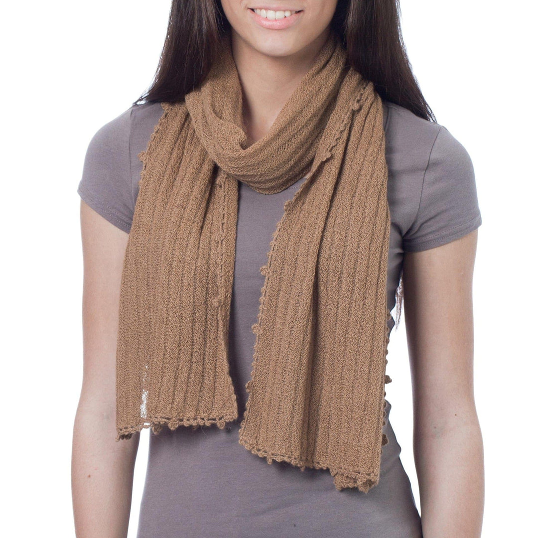 Fair Trade Baby Alpaca Scarf from Peru - Barley Harvest